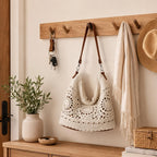 Eiyye Crochet Purse Large Shoulder Bag For Women Slouchy Knit Hobo Purse With Adjustable Strap Soft Boho Tote Bags Casual Summer Everyday Bag(Off White)