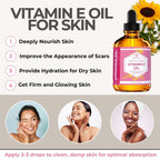 Vitamin E Oil By Leven Rose 75,000 Iu Per Oz 100% Natural, Organic, Pure Vitamin E Oil For Skin, Face, Hair, Nails, And Scars, 4 Oz