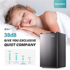 Euhomy 3.2 Cu.Ft Mini Fridge With Freezer, Single Door Compact Refrigerator, Adjustable Thermostat, Mini Refrigerator Energy Saving, Mini Fridge For Bedroom, Dorm, Office, Black