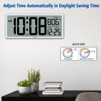 14.5'' Large Digital Wall Clock Battery Operated With Jumbo Numbers, Temperature And Date - Easy To Read And Set, Auto Dst