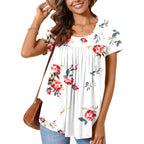 CATHY Women's 2026 Summer Short Sleeve Tunic Tops Loose Fit Comfy Blouses Casual Shirts for Leggings M-4XL