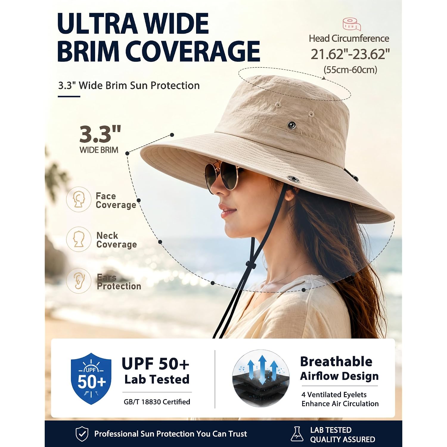 Waterproof Bucket Rain Hat For Women Wide Brim Summer Upf50+ Cowboy Sun Hat Men Foldable Soft Floppy Beach Hat