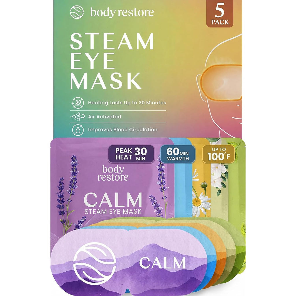 Body Restore Heated Eye Mask For Dry Eyes 5 Pack – Fathers Day Gift For Dad, Birthday Gifts For Women And Men, Self Heating Warm Compress, Relaxation – Variety
