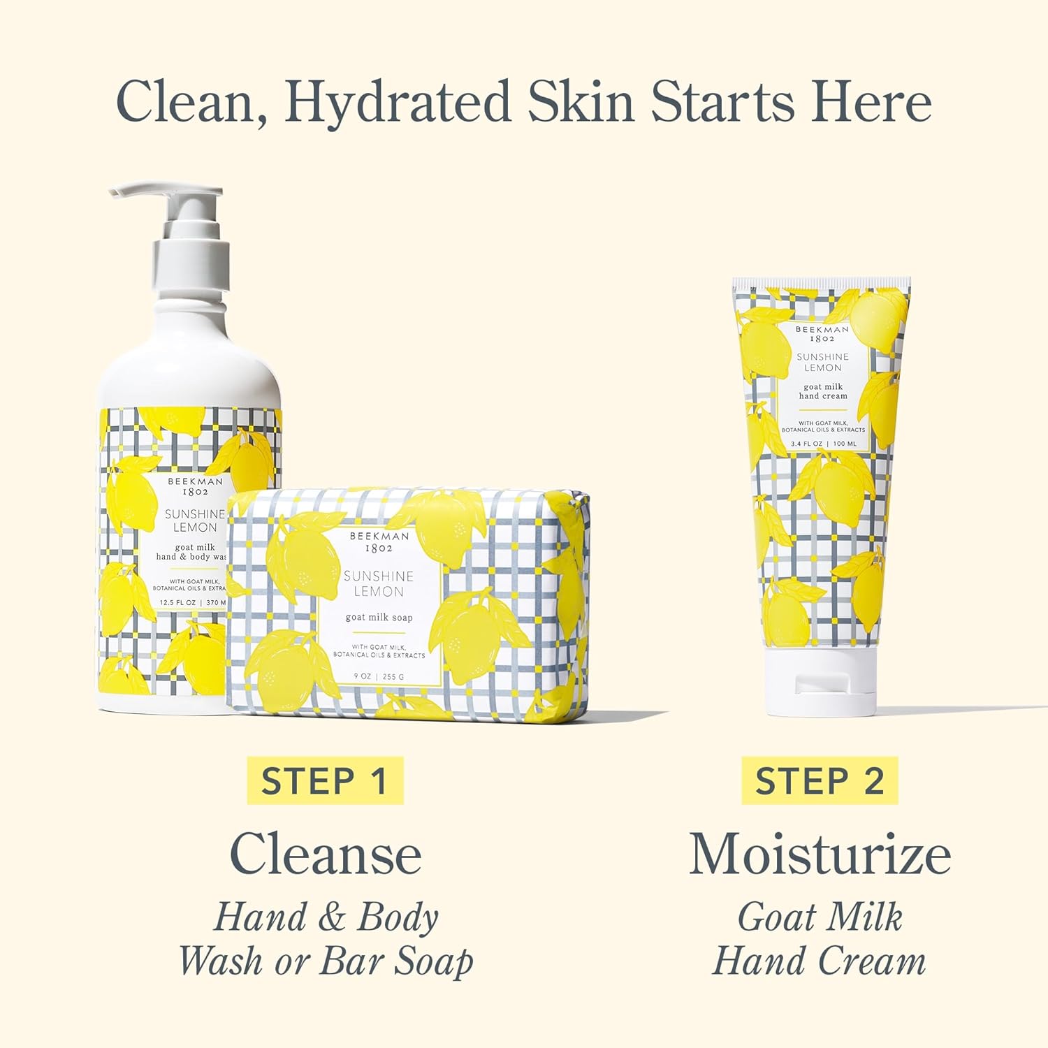 Beekman 1802 Goat Milk Hand Cream – Sunshine Lemon – Scented – 2 oz – Moisturizing Hand Lotion for Dry Skin – Non-Greasy – Sensitive Skin Safe – Cruelty Free