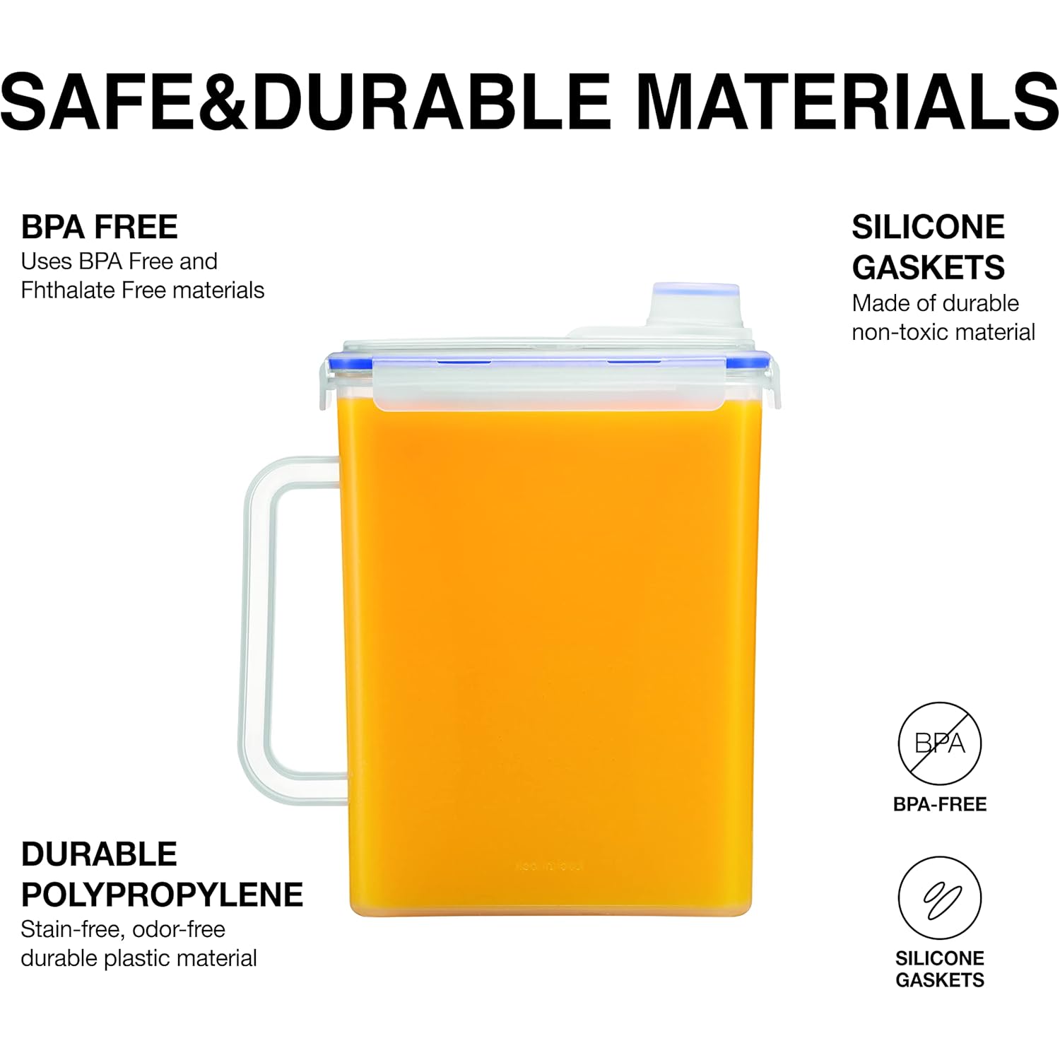 LocknLock Aqua Fridge Door Water Jug | Clear Pitcher | BPA Free Plastic Pitcher with Lid | 1 Gallon Pitcher with Lid for Water, Juice, Tea & More Beverages, Clear
