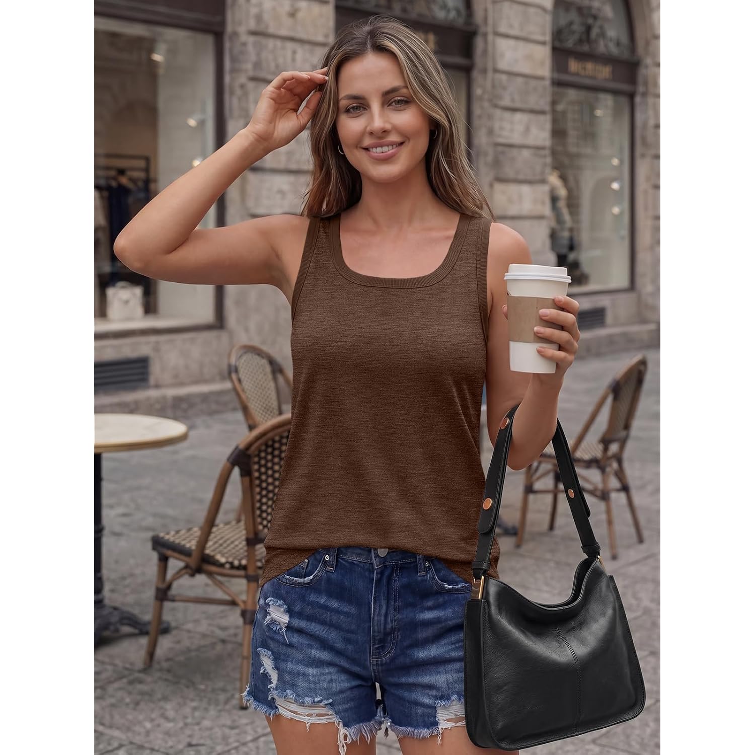 Automet Womens Square Neck Tank Tops Loose Fit 2026 Summer Tops Clothes Fashion