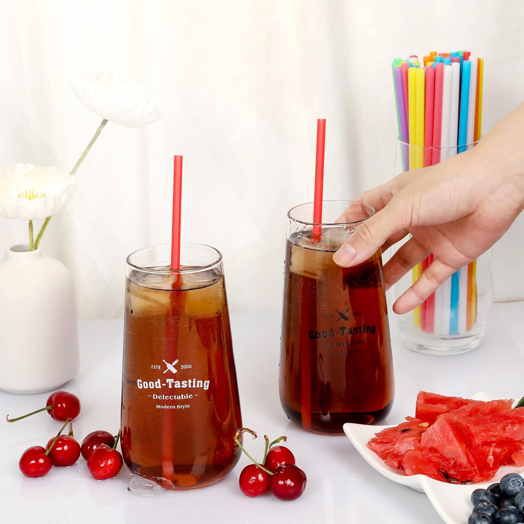 500 Pcs Colorful Disposable Drinking Plastic Straws.(0.23'' Diameter And 8.26" Long)-8 Colors