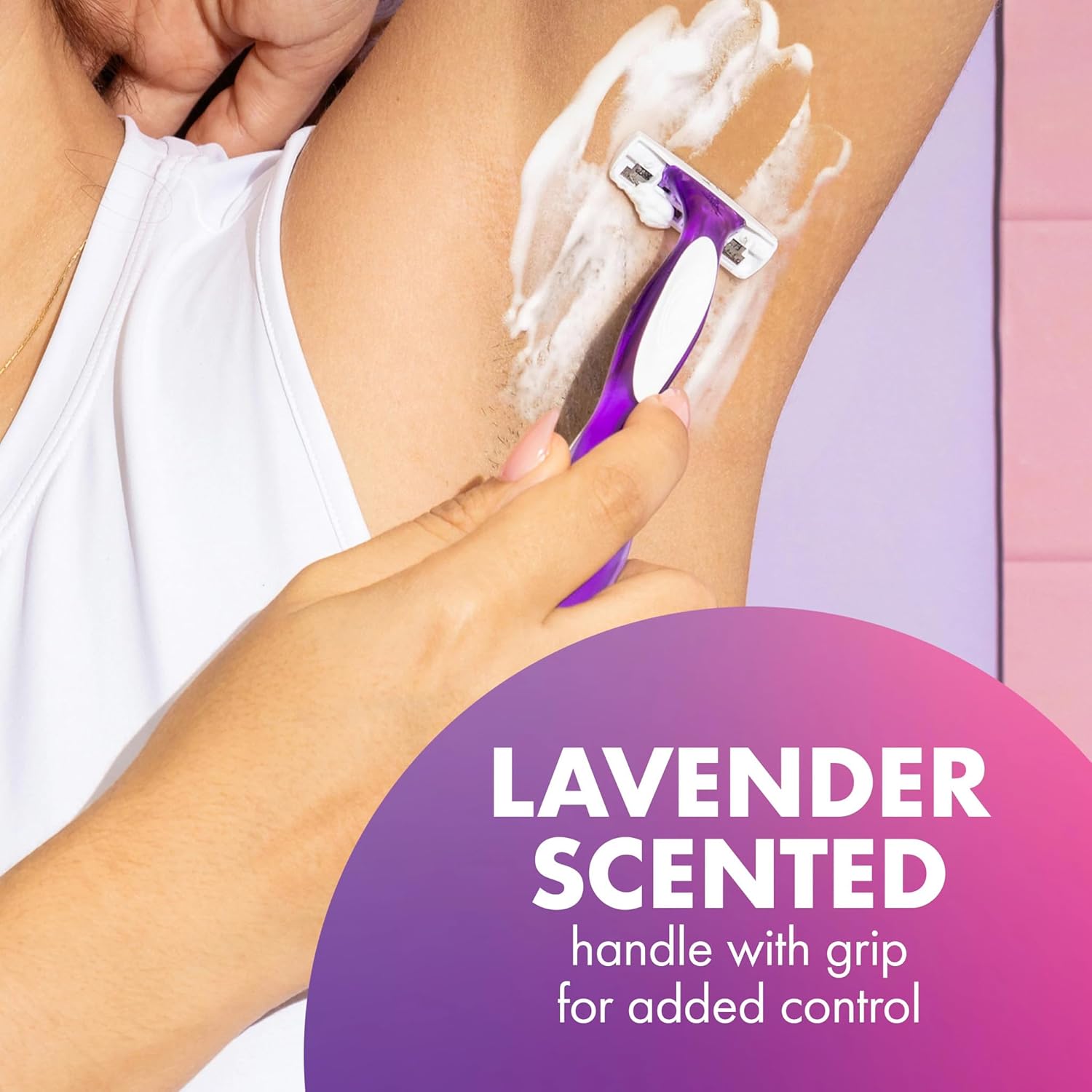 BIC Soleil 3 Scented Women's Disposable 3-Blade Razors, Moisture Strip with Vitamin E and Lavender Scented Handles, 4-Pack