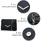 Kkxiu Women Elegant Faux Leather Evening Envelope Clutch Purse Foldover Bags For Party Wedding Prom