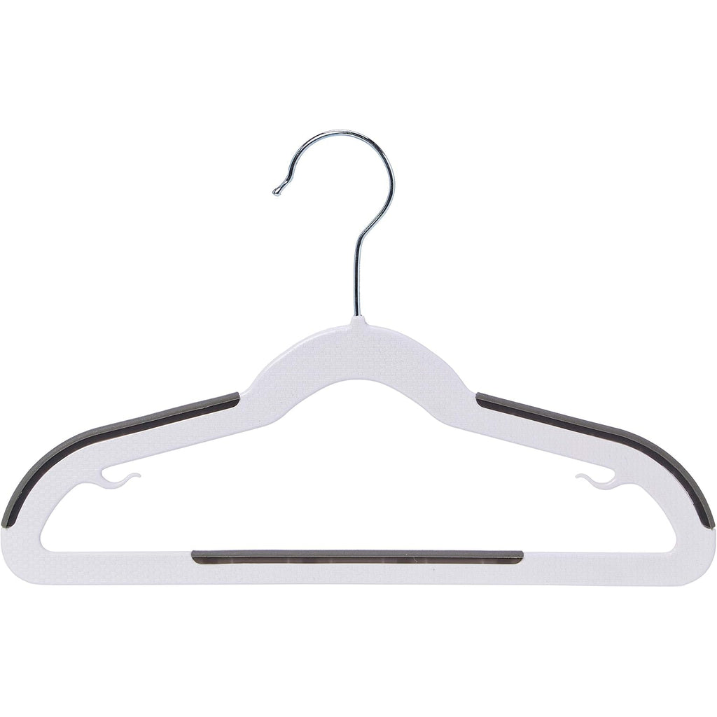 Amazon Basics Plastic Kids Clothes Hangers, Non-Slip, White And Black, 12.8" X 8" X 0.2", 30-Pack