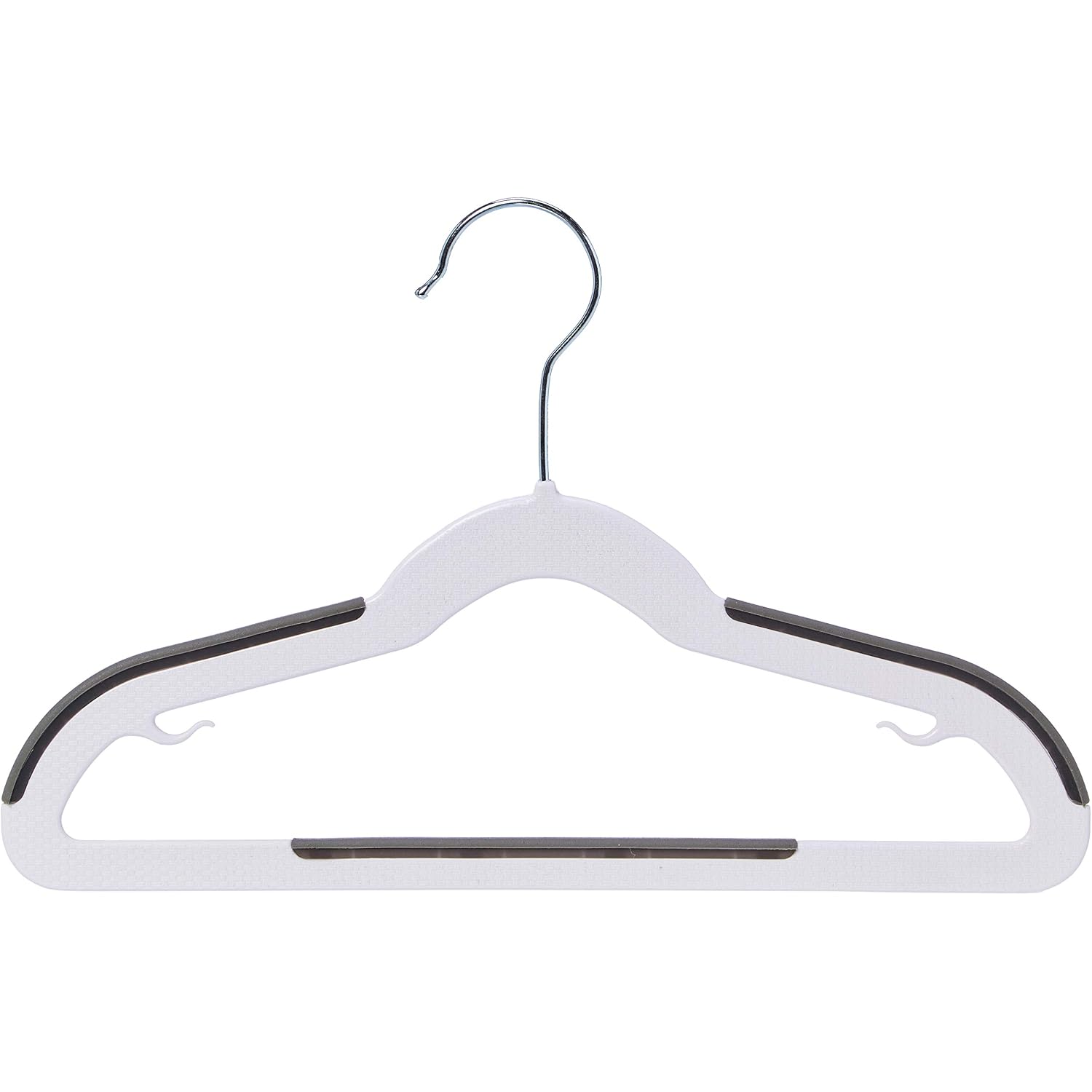 Amazon Basics Plastic Kids Clothes Hangers, Non-Slip, White And Black, 12.8" X 8" X 0.2", 30-Pack