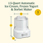 Cuisinart Ice Cream Maker, 1.5 Quart Double Insulated, Sorbet and Frozen Yogurt Maker, Ready in 20 Minutes, ICE-21P1, White