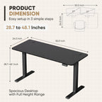 Furmax 55 X 24 Inches Electric Height Adjustable Standing Desk Large Sit Stand Up Desk Home Office Computer Desk Memory Preset With T-Shaped Metal Bracket, Black