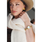 Bulova Ladies' Classic Crystal Gold Stainless Steel 3-Hand Quartz Watch, Mother Of Pearl Dial