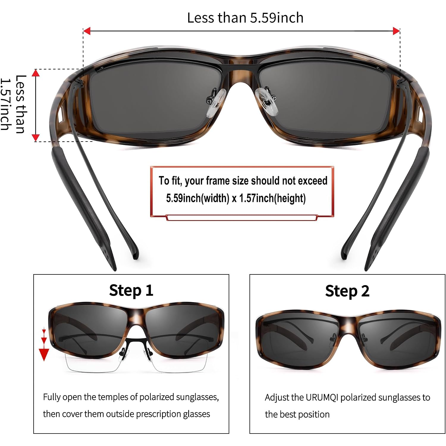 Polarized Sunglasses Fit Over Glasses for Men Women, Wraparound Sun Glasses UV400 Protection for Driving Fishing A07 Beige Tortoise Frame/Grey Lens