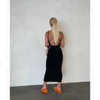 Women Backless Maxi Tank Dress Bodycon Sexy Open Back Hollow Long Dresses Sleeveless Elegant Cocktail Party Dress
