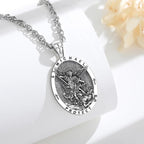 EUDORA 925 Sterling Silver St Benedict/St Michael/St Christopher/Archangel Raphael Gabriel Metatron/Virgin Mary/St Joseph/St Anthony Crucifix Pendant Bible Verse Prayer Necklace Jewelry for Men Women