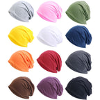 Tergy 4/10/12 Pieces Unisex Beanie Hats for Men Women Slouchy Beanie Hip-Hop Caps Lighweight Soft Skull Caps for Chemo Sleep 12 Multicolors
