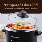 Elite Gourmet ERC006SS 6-Cup Electric Rice Cooker with Stainless Steel Inner Pot, Makes Soups, Stews, Porridges, Grains and Cereals, 6 cup (3 cups uncooked), Black
