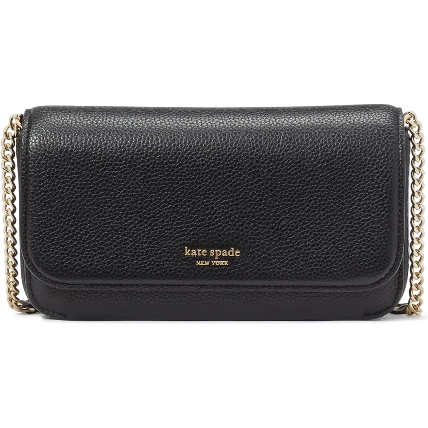 Kate Spade New York Ava Pebbled Leather Flap Chain Wallet, Black