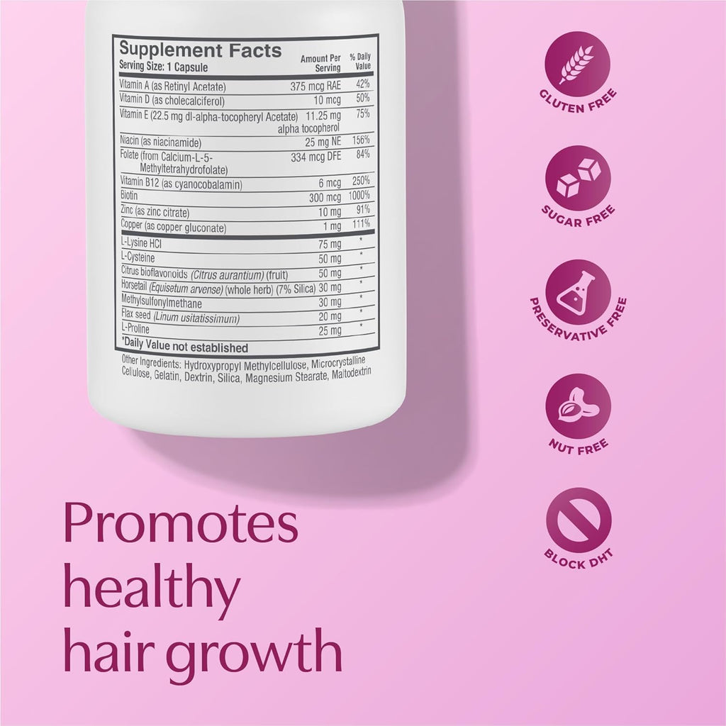 Bosleymd Women’S Healthy Hair Growth Supplements For Thicker, Fuller Hair– Dht-Blocking Botanicals With Biotin, Niacin, Zinc & L-Lysine – Rich In Vitamins & Minerals – 60 Capsules (2-Month Supply)