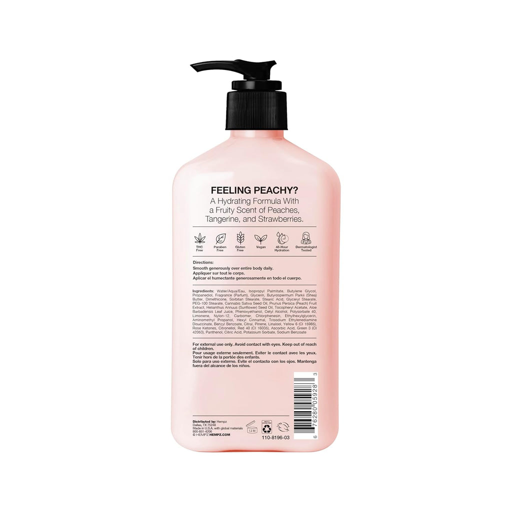Hempz Juicy Peach Lotion, Natural Hemp Seed Oil Hydrating Body Moisturizer With Shea Butter, Peach Extract, And Aloe Vera Extract, 17 Fl.Oz.