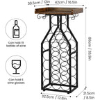 Wine Rack Freestanding Floor, Table Wine Holder Stand Mini Bar Table Floor Wine Storage For Home Bar Kitchen Living Room With Glass Holder Wood Tabletop 19 Bottles
