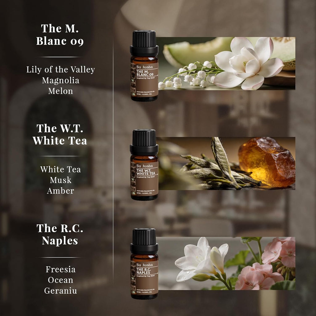 Su Juaba Hotel Collection Diffuser Oil Gift Set For Diffusers & Diy | Fragrance Oil Set,Luxury Scents Inspired By Iconic Hotels For Diffusers For Home,And Diy Crafting 6 Pack - 10 Ml/0.33 Fl Oz