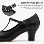 Stelle 2.5" T-Strap Character Shoes For Women | 2.5-Inch Heel, T-Strap, Cushioned Insole, Rubber Outsole, Adjustable Buckle, Stable Fit