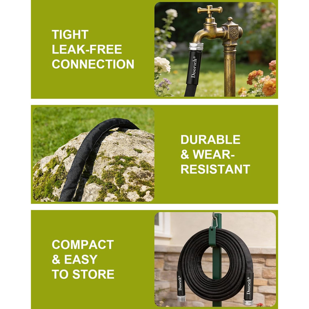 Garden Hose, Lightweight, Ultra Flexible, Durable, Kink-Free Water Hose - Made Of Tpu, Drinking Water Safe Material, Non-Shrinking, Easy To Store, All-Weather, Black (50 Ft)