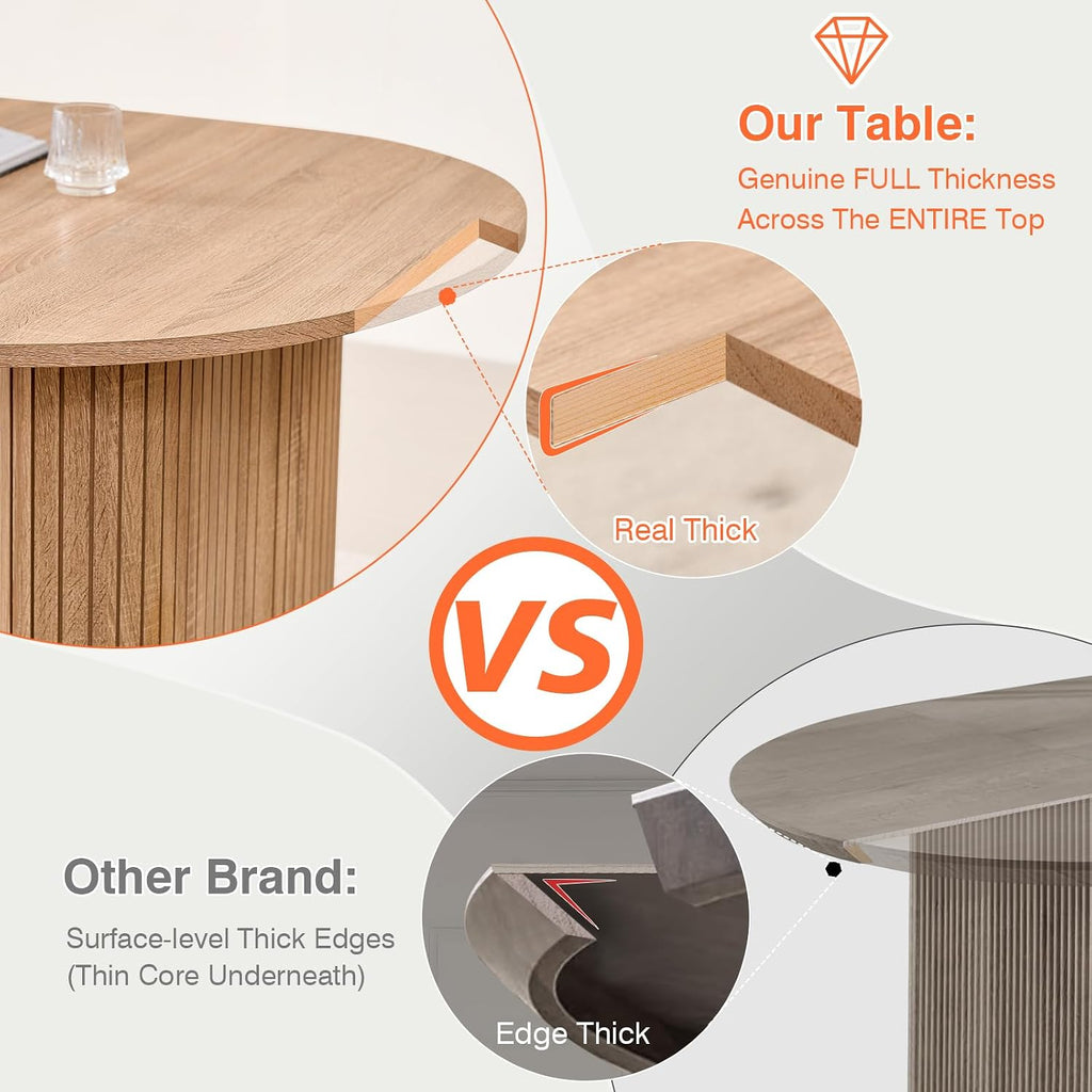 70.8" Oval Table For 4 6 Person, Modern Farmhouse Kitchen Dinner Table For Living Receiption Room, Natural