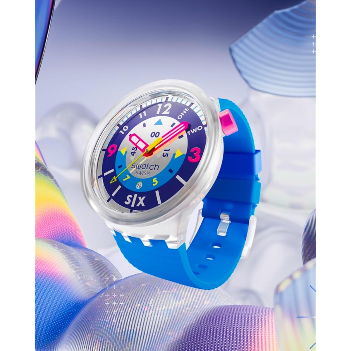 Swatch Big Bold Chrono Unisex Watch Casual Plastic Transparent Quartz Waterproof