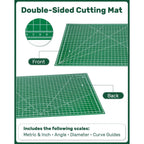 Self Healing Cutting Mat, 23" X 35", Large Double-Sided Rotary Cutting Mat For Sewing, Quilting, Scrapbooking, Fabric & Craft Cutting Board, (A1), Green