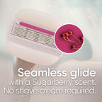 Gillette Venus ComfortGlide plus Olay Sugarberry Women’s Razor, Rose Gold Metal Handle + 4 Blade Refills, 5-Blade Razor Cartridges, Moisture Bars
