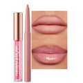 Retro Style Lip Set - Matte Lip Liner + Drip Glass Oil Lip Gloss, Long Lasting Waterproof, Easy Application for Natural or Glam Look, 2-in-1 Lip Makeup Kit for Women (01# light pink)