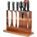 Magnetic Knife Block Double Sided Magnetic Knife Holder Rack with Strong Enhanced Magnets Acacia Wood Magnetic Knife Storage Stand