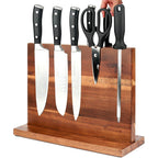 Magnetic Knife Block Double Sided Magnetic Knife Holder Rack with Strong Enhanced Magnets Acacia Wood Magnetic Knife Storage Stand