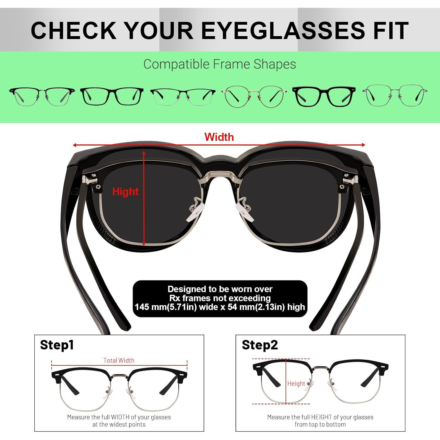 Polarized Fit Over Glasses Sunglasses for Women Stylish Oversized Cover Round UV400 Cat Eye Shades for go out Driving （black/Black+purple/Black）