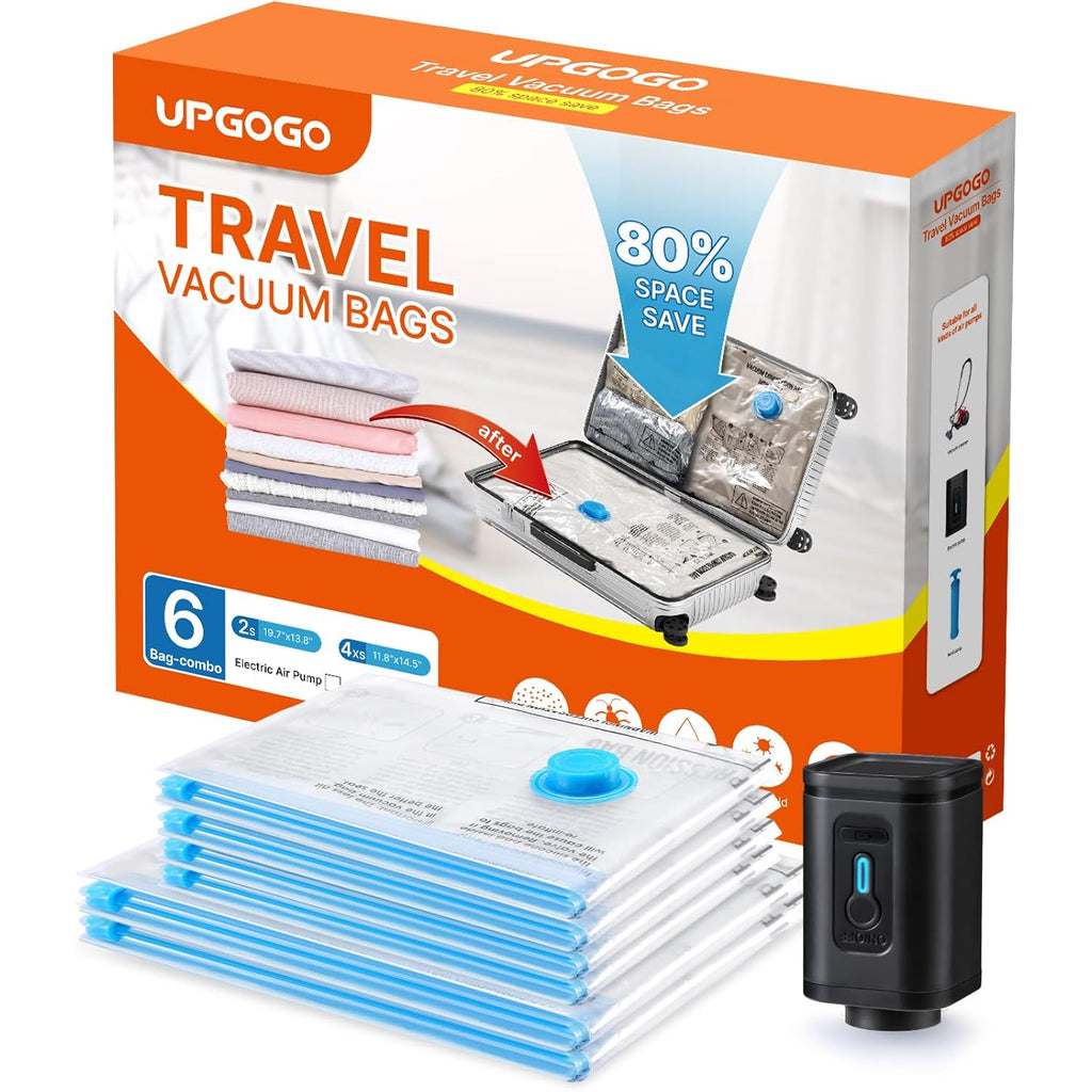 Upgogo Travel Vacuum Bags Combo 6 Pack - Space Saver Vacuum Storage Bags For Clothing And Luggage