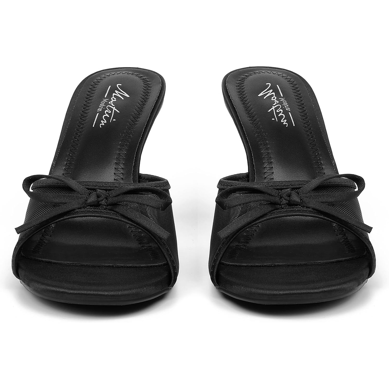 Mostrin Kitten Heels For Women Round Toe Heels With Bow Vintage Mules Sexy Slip On Stiletto Backless Sandals For Party Daily