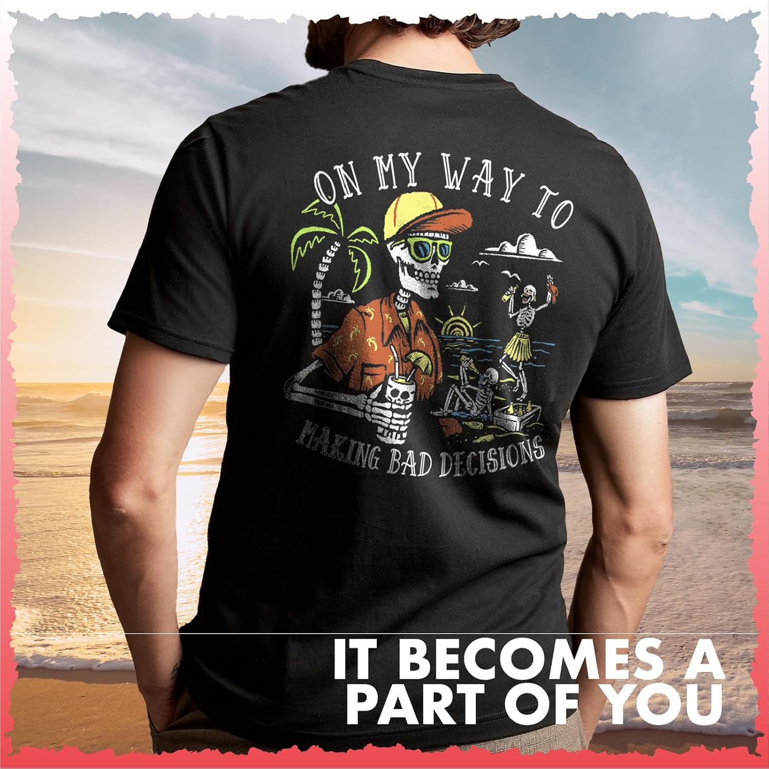Salty Bones On My Way To Making Bad Decisions T-Shirt, 100% Ringspun Cotton, Classic Fit,Printed In Usa