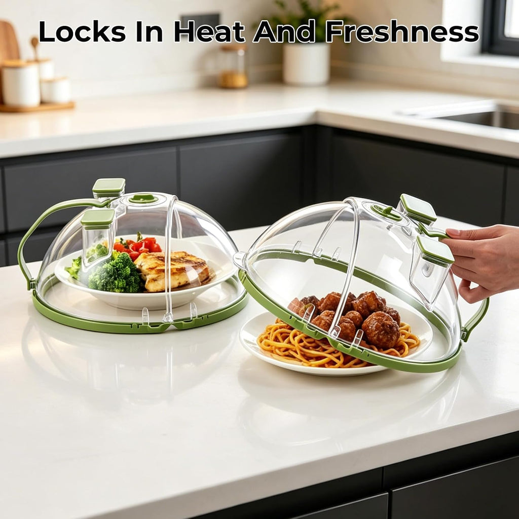 Uforu Microwave Splatter Cover With Water Steamer,Upgraded Foldable 10 Inch Microwave Cover For Food,Clear Plastic Plate Cover With Handle,Space-Saving Splatter Guard For Microwave