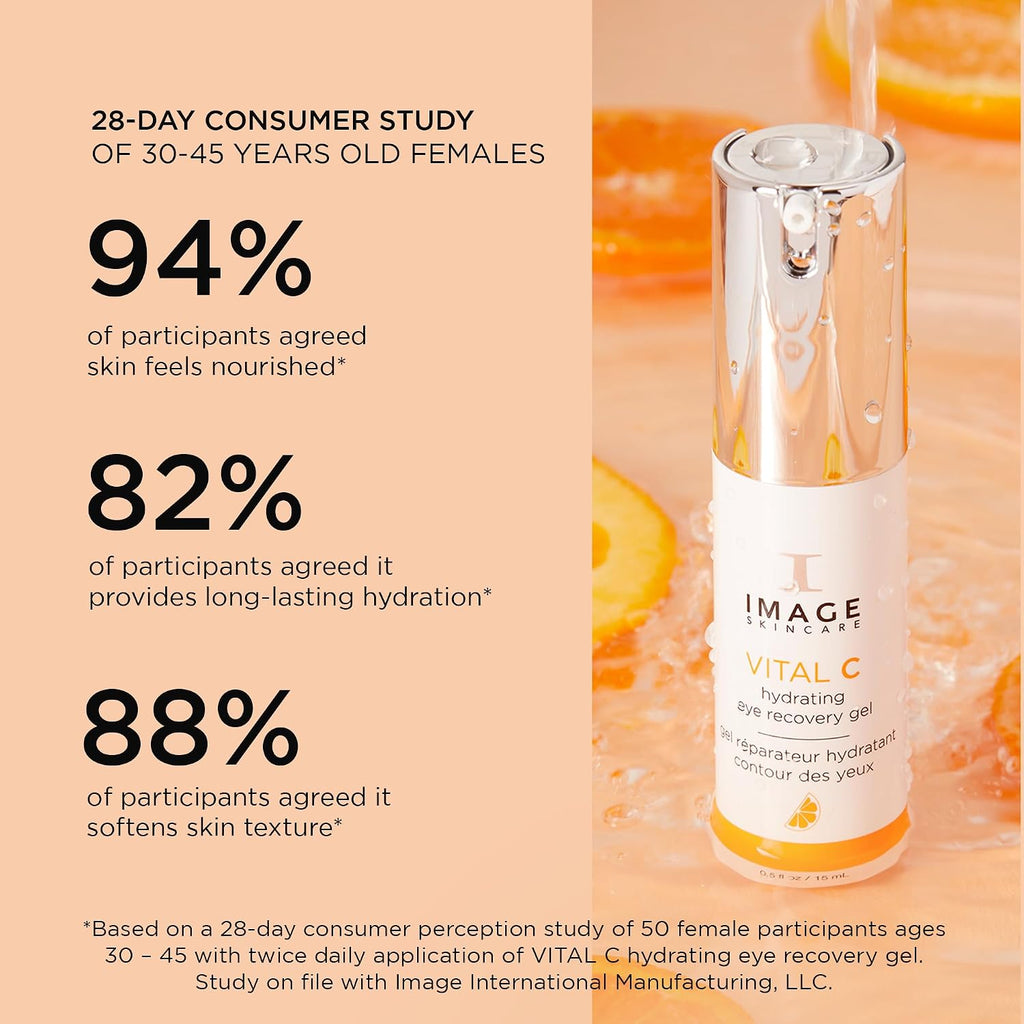 Image Skincare, Vital C Hydrating Eye Recovery Gel, With Vitamin C And Peptides To Reduce Appearance Of Dark Circles, Bags, And Wrinkles Under Eyes, 0.5 Fl Oz