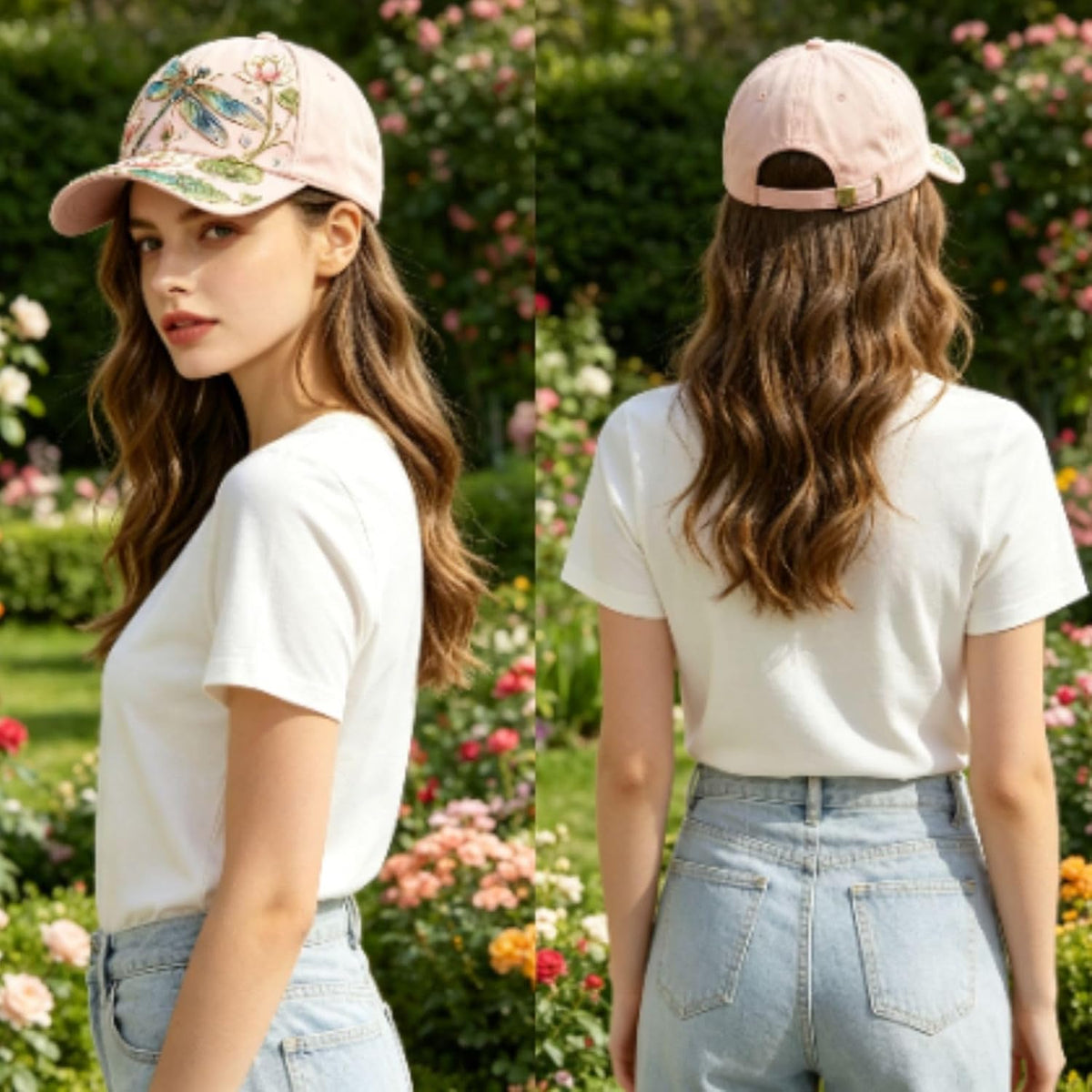 Floral Baseball Caps For Women Sparkle Cottagecore Gardening Hats Fashion Travel Dad Hat