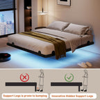 Qimamo Floating Queen Bed Frame, 14 Inch Metal Platform Bed With Smart Led Lights & Charging Station, Easy Assembly, No Box Spring Needed