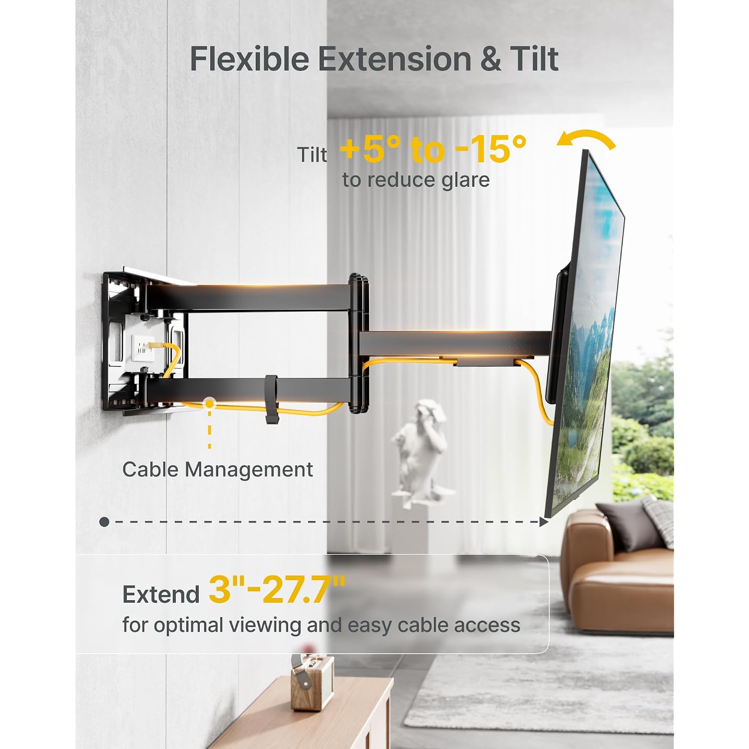 Montek Heavy Duty Xxl Full Motion Tv Wall Mount For 60-120 Inch Extra Large Tvs, Holds 265 Lbs, Max Vesa 900X600, 27.7" Extension, Swivel & Tilt, Preassembled, Fits 12–24" Studs, Led/Lcd/Oled 4K/8K