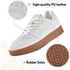 Women'S Ribbon Lace-Up Fashion Sneakers Arch Support Tennis Walking Shoes