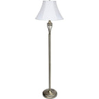 Elegant Designs Lc1001-Abs Antique Brass Three Pack Lamp Set (2 Table Lamps, 1 Floor Lamp) With Fabric White Bell Shaped Shades