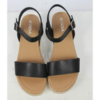 Soda Topic Open Toe Buckle Ankle Strap Espadrilles Flatform Wedge Casual Sandal