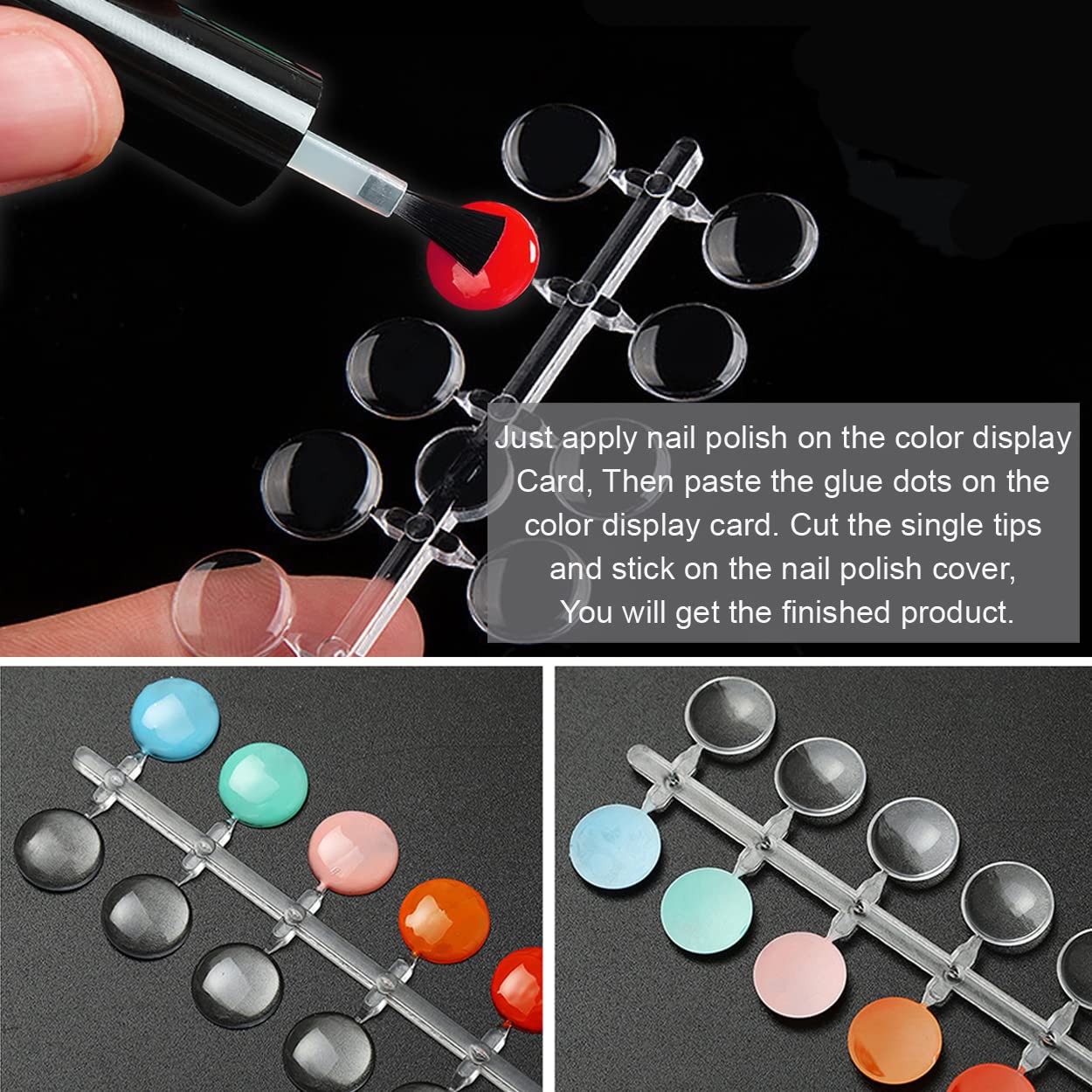 120pcs Color Display Tips, Clear Nail Art Display Chart Nail Polish Swatches Dots with Adhesive Sticker for Nail Polish